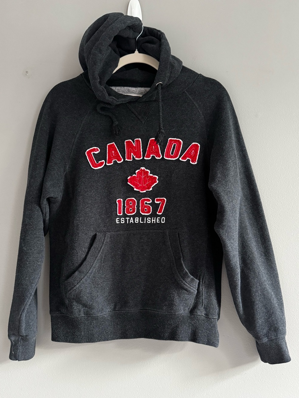 Canada Embroidered charcoal gray Hoodie Sweatshirt